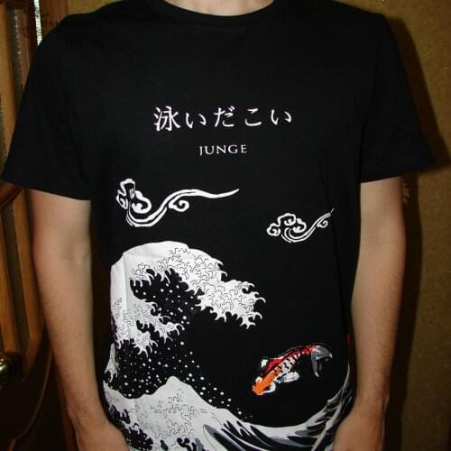 Anime Waves Printing Oversized Men T Shirt Hip-Hop T-shirt O-neck Summer Japanese Male Causal Tshirts 5XL Fashion Loose Tees New