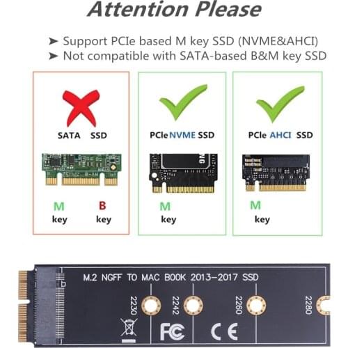 Newly M.2 NGFF PCIe AHCI SSD Adapter Card for MACBOOK Air 2013 2014 2015 2017 A1465 A1466 Pro A1398 A1502 A1419 2230-2280 SSD M2