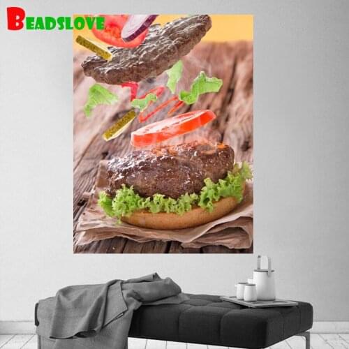 Hamburger delicious food 5D Diamond Painting Diamond Embroidery DIY Rhinestones Art Beaded Cross Stitch Kit Wall decoration new