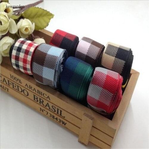 Kewgarden Handmade Tape Plaid Ribbons 1" 1.5" 25mm 40mm DIY Bow Brooch Accessories Packing Grid Riband 10 Yards