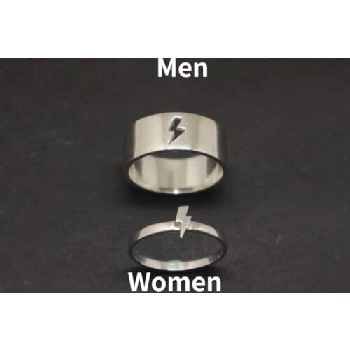 New Creative Hollow Out Lightning Ring Fashion Mens and Womens Silver Color Ring Trend Personality Lovers Valentines Day Gift