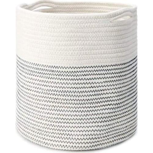 Cotton Rope Plant Basket Modern Small Round Baskets Indoor Planter Flower Pot with Handles Storage Organizer Home Decor