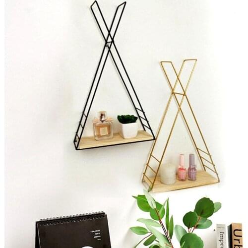 Metal Storage Racks Wall Mounted Storage Rack Triangle Square Bonsai Book Organizer Storage Holder Home decoration