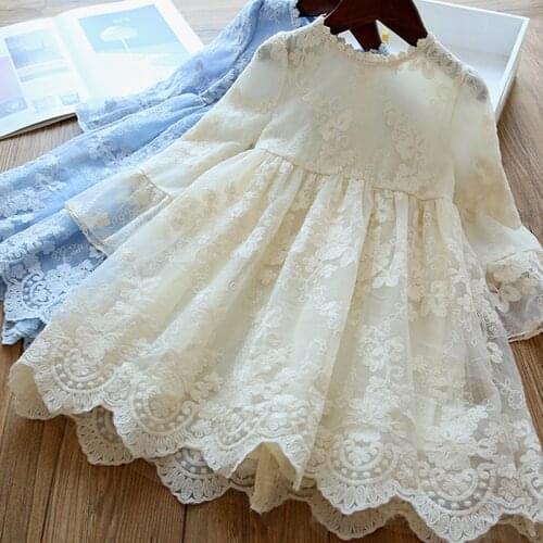Long Sleeves Girls Dress Princess Lace Design Baby Girls Party Dress Girls Kids Clothes Winter Tutu Casaul Children Clothing 7T