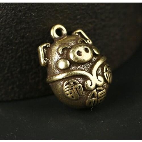Pure copper cute piglet small craft ornament