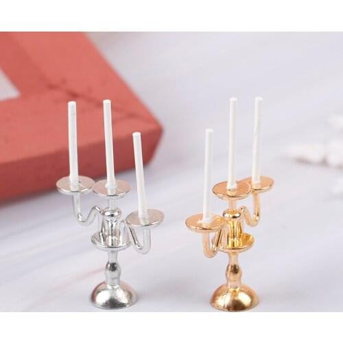 1:12 Dollhouse Miniature Retro Candlesticks Candle Lamp Model Decor Accessories Pretend Play Doll House Accessories