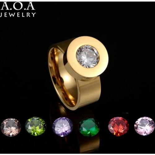 Fashion Stainless Steel 7 Colors Crystal Ring Female Wedding Ring Interchangeable CZ Stone Ring Drop Shipping