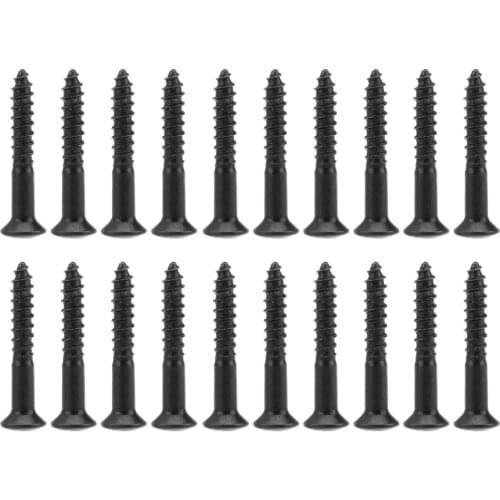 Musiclily Pro 3.5x25mm Guitar Bass Bridge Countersunk Mounting Screws, Black (Set of 20)