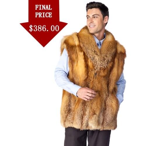 Mens Fur Coat Natural Red Fox Fur Gilet 2021 New Winter Fashion Warm Waistcoat Plus Size Jacket