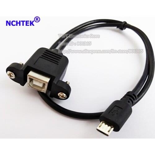 NCHTEK Micro USB 5pin Male to USB B Female Panel Mount Type Cable with Screws 50CM/Free shipping/2PCS