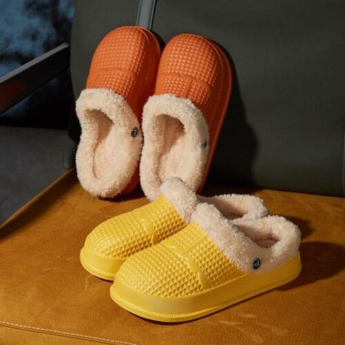 Waterproof Slippers Winter Men Women House Sliders Lovers Outdoor Warm Plush Sandals Male Anti-Slip Soft Shoes zapatillas mujer