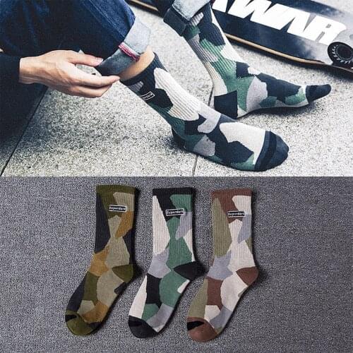 Men Brand Street Fashion Socks Camouflage Women Socks Hip hop Korean couple skateboard Cotton Elasticity Long Socks