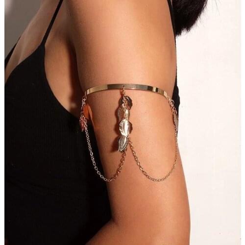 New Vintage Silver Bohemian leaf Bracelet Cuff upper arm cuff wedding belly dance Beach Party Turkish jewelry accessories