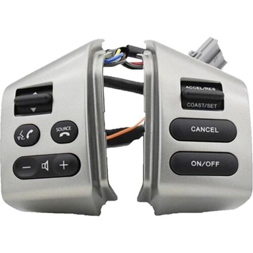 A Pair Steering Wheel Control Buttons Smart Remote with Cables Silver Button for Nissan SYLPHY LIVINa & TIIDA