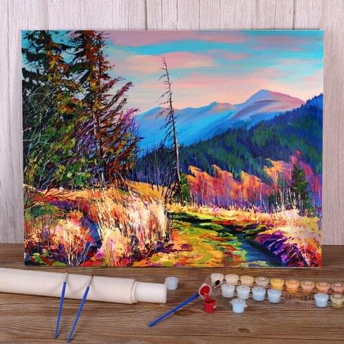 Landscape November Painting By Numbers Set Acrylic Paints 50*70 Paiting By Numbers Loft Wall Picture For Kids Wholesale
