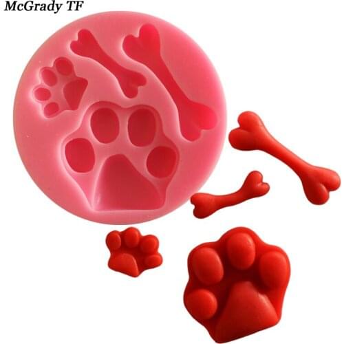 Gift Mold Silicone Chocolate Fondant Mold Gift Decoration DIY Dog Paw Bone Shape Baking Mould