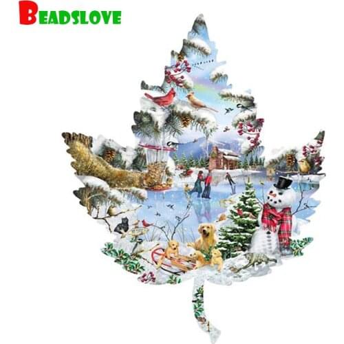 Full square round diamond painting Christmas snowman hut birds diamond embroidery sale 5d diy diamond mosaic wall stickers gift