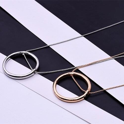 Hot Retro geometry circle pendant necklace for women/men gold color/silver color hollow round Yang Mi with the necklace