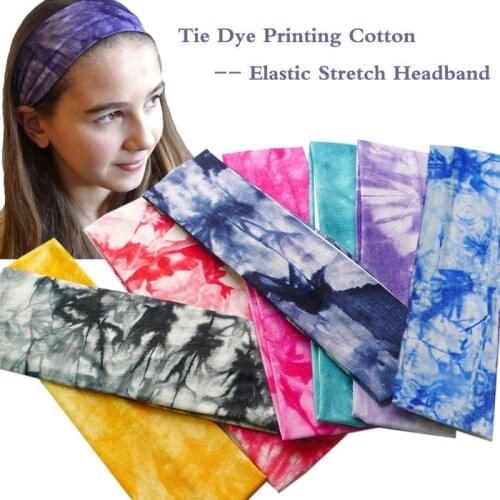 Tie Dye Cheetah Forest Tree Chevron Zebra Cotton Stretch Headbands Yoga Sports Girl Hair Bands Bandage Gum Turban Bandana 131
