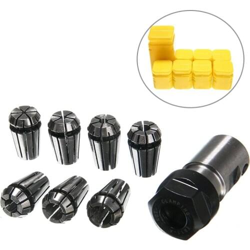 7Pcs ER11 1-7mm Spring Collet Chucks + ER11A 5mm Extension Rod Motor Shaft Holder For CNC Engraving Machine Milling Lathe Tool