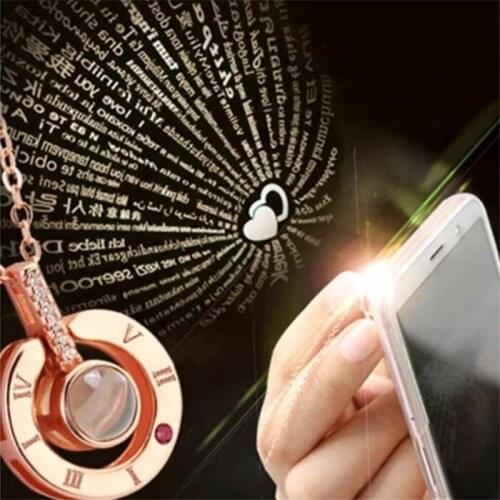 DropShipping Rose Gold 100 languages I Love You Projection Pendant Necklace Romantic Love Memory Wedding Chokers Necklace