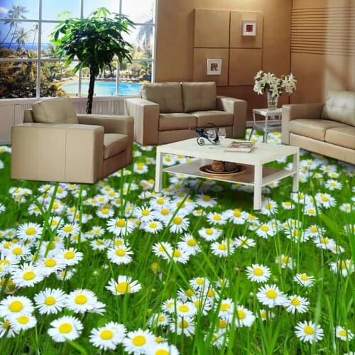 Custom PVC Self-adhesive Grass 3d Floor Mural Sticker 3d Flower Floral Wallpaper for Toilet Kitchen Room Bathroom Stickers