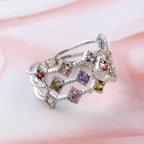 Luxury Multicolor Crystal Zircon Rings for Women Fashion Jewelry Wedding Engagement Statement Ring Bijoux Anillos Gift
