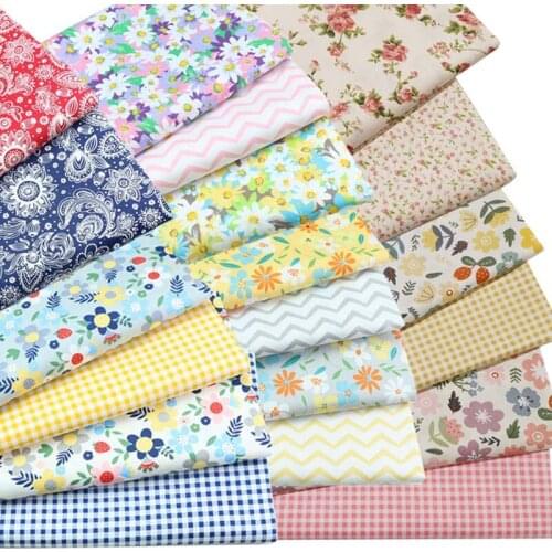 Yellow Gray White Purple Flower Daisy Floral Zigzag Paisley 100% Cotton Twill Fabrics For Patchwork Clothes Dress Shirt Blouse