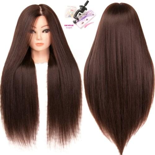 Synthetic Mannequin Head Dolls for Hairdressers 65 cm Black long hair Hairstyles Female Hairdressing Styling Training Head