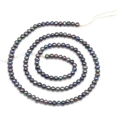 Loose Pearl Jewellery,3.5-4mm Peacock Black Seed Potato Freshwater Pearl,Natural Real Tiny Small Beads,New Free Shipping