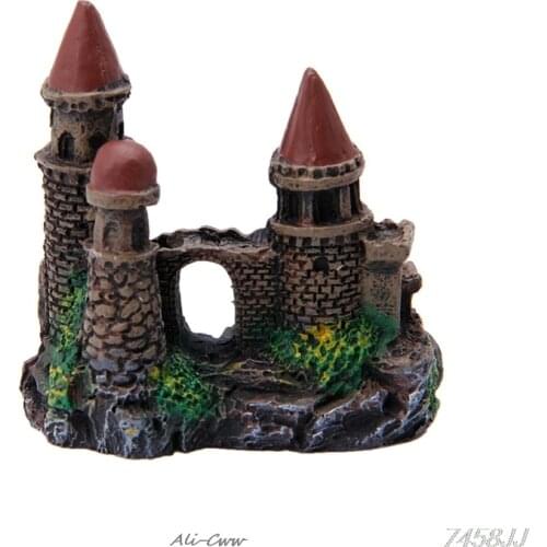 1Pc Aquatic Pet Supplies Polyresin Tower Castle Polyresin Fish Tank Aquarium Ornament Rockery Accessories Ornament Decor