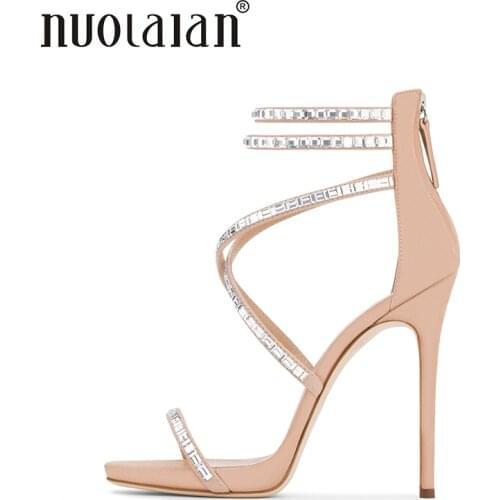 Shoes Women High Heels Pumps Crystal High Heels Sandals 12CM Women Shoes Party Wedding Shoes Pumps Black Nude Shoes Plus Size 42