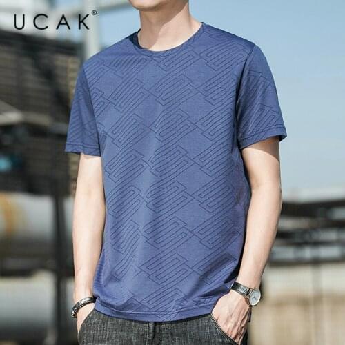 UCAK Brand Classic O-Neck Striped Short Sleeve T-Shirts Summer Fashion Style Streetwear Tops Casual Silk T Shirt Homme U5503