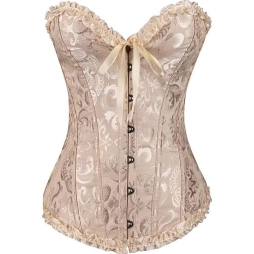 SURE YOU LIKE Sexy Women Bustier Lace Up Corset Top Corset Boned Waist Trainer Corset Overbust Slimming Corsets Plus Size Corset