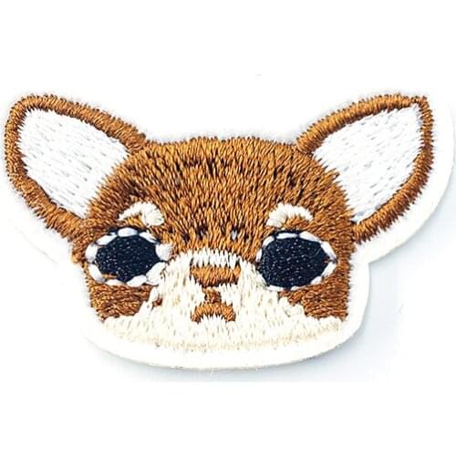 Chihuahua (Size:2.5x4cm) DIY Badge Iron On Patch Embroidered Applique Sewing Clothes Stickers Garment Badges Apparel Accessories