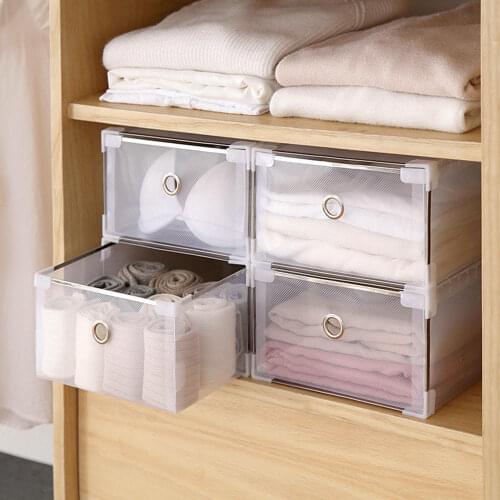 Foldable Plastic Storage Box Thicken Crate Clothes Shoes Drawers Clear Storage Organizer For Home Save Space Accessories