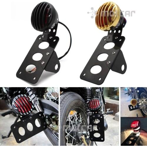 Motorcycle Side Mount Tail Light With License Number Plate Bracket Holder For Harley Sportsters Bobber Chopper Rear Stop Light