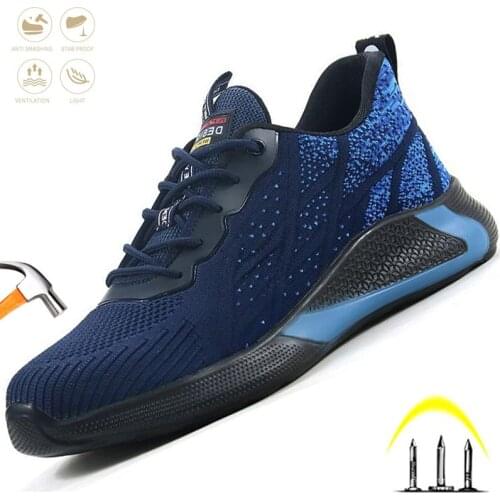 Safety Work Shoes Mens Breathable Non-slip Steel Toe Cap Boots Anti-Puncture Indestructible Light Comfort Fashion Sneakers