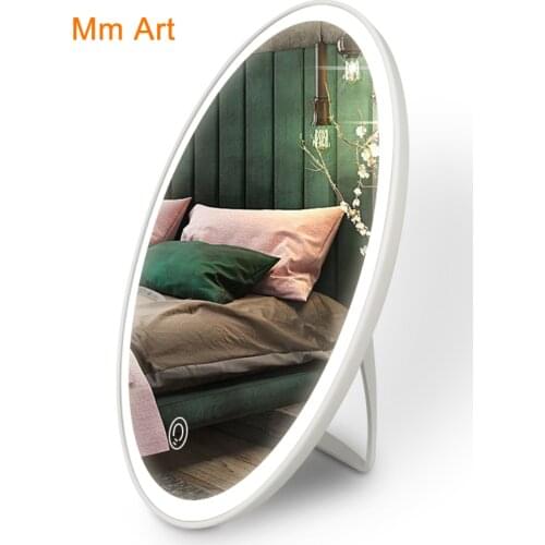 KingYee Dressing Table Mirror Vanity Mirror LED Vanity Mirror With Stand & Rechargeable 5V Movable Mirror