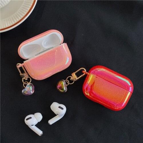 3D Pearl Shell Keychain Water Rainbow Pink Hard Headphone Earphone case for apple airpods 1 2 cover for airpods pro Wireless