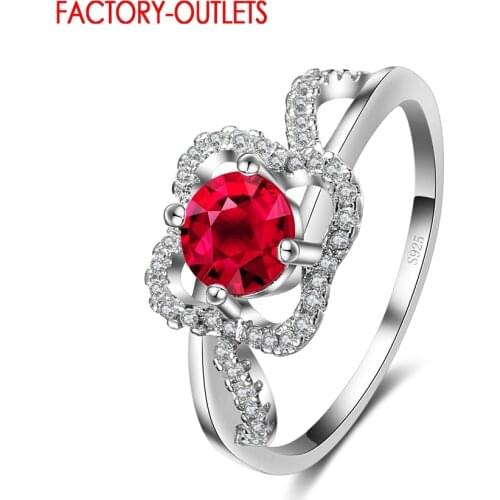 Top Design CZ Crystal High Quality Rings Red Stone For Female Birthday Gifts 925 Fashion Accessories