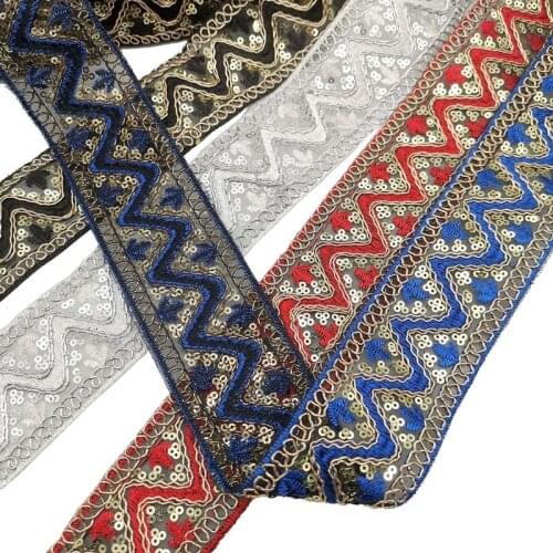 1 Yards Sequin Lace Ribbon Trims Fabric DIY Sewing Accessories Garment Embellishment