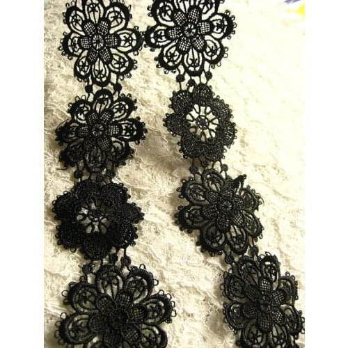 10 yards Black Lace Trim Venise Lace Trim Vintage Venice Lace Antique Floral Lace
