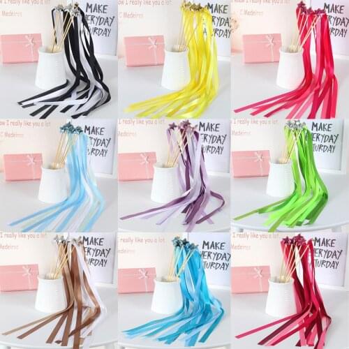 10x Star Fairy Twirling Ribbon Bell Sticks Wands Wedding Engagement Party Decor