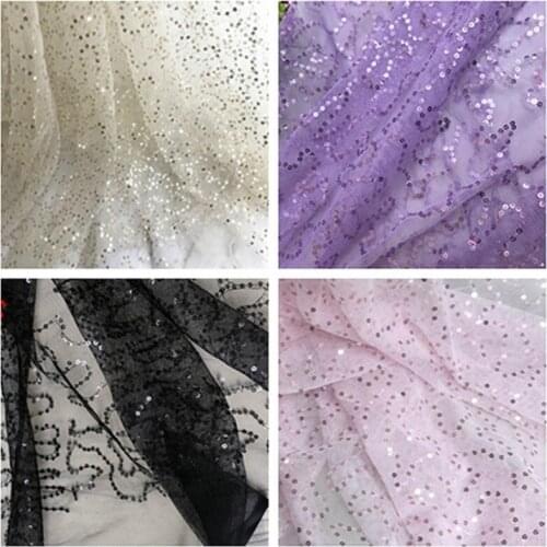 3 Meters Red white apricot light gold pink black high-quality Tulle sequins wedding dress Sequin fabricwedding soft mesh fabric
