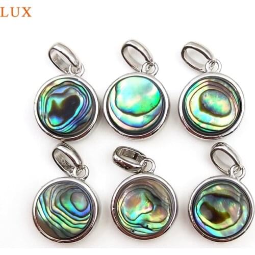 3pcs Natural Round Abalone Shell Pendants for Neckclace Silver Plated Handmade Fashion Original Design for Womens Jewelry