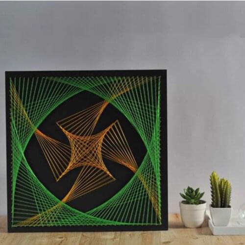 3D DIY Yarn Painting Pin String Nail String Art Kit Geometric Winding Lines Drawing Painting Art Kit with Frame Room Deco