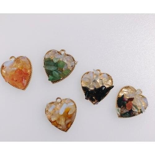 4 pieces / lot New personality alloy love colored gravel pendant earrings earrings accessories material