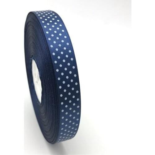 5Yards 3/4" 20mm Navy blue Printing Polka Dot Satin Ribbon Hair Bow Christmas Wedding Decoration DIY Sewing Craft