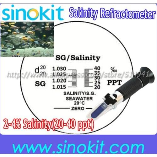 Aquarium Salinity 2-4% Salinity(20-40 ppt) Hand Held Refractometer - RHS-4